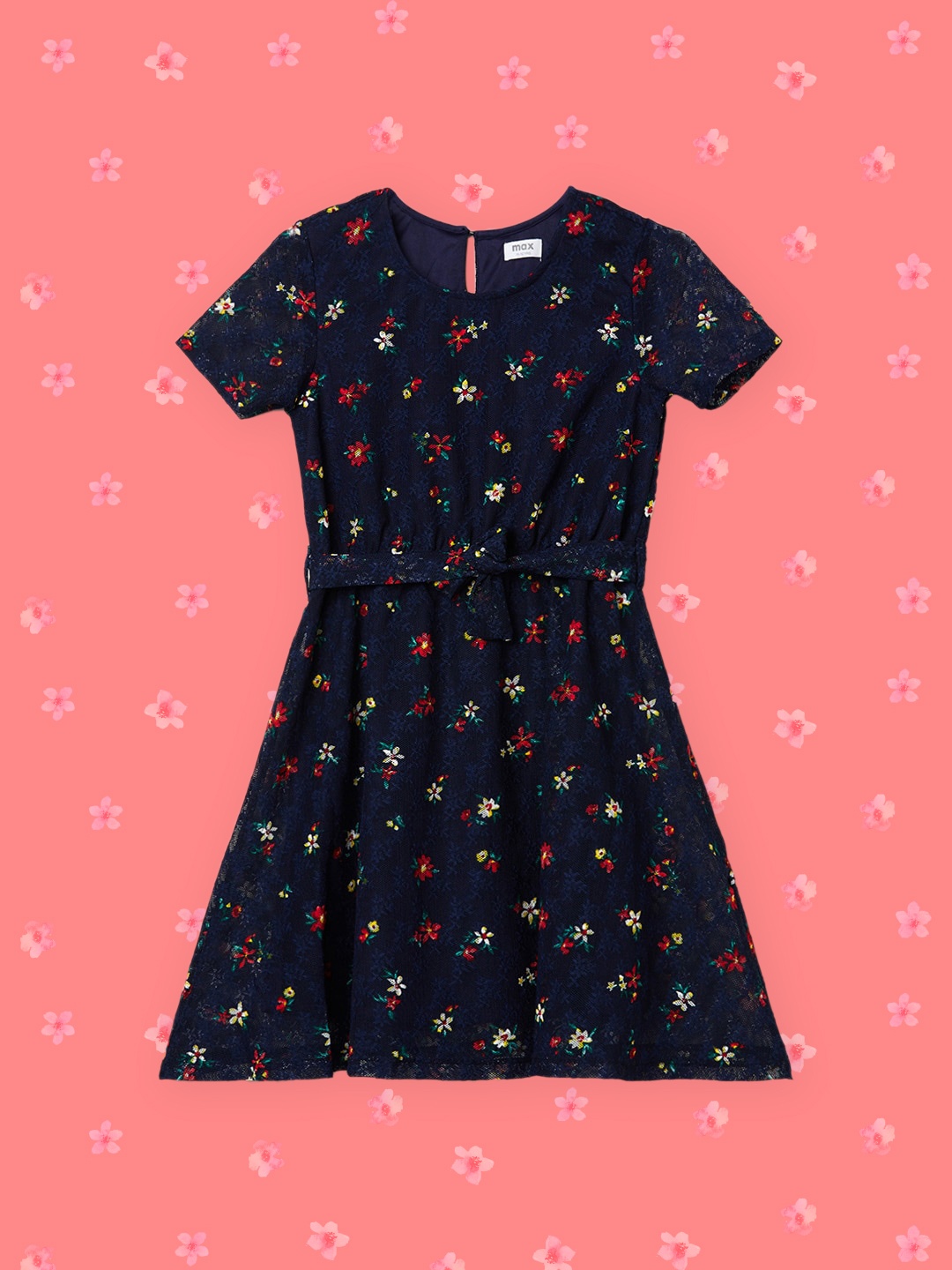 

max Navy Blue Floral Velvet Dress