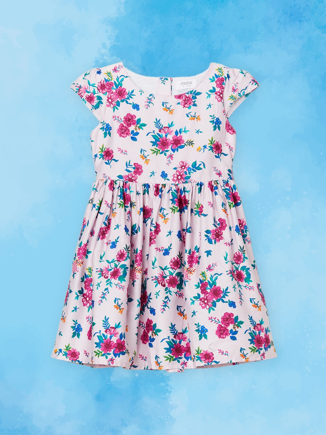 

max Pink Floral Velvet Dress