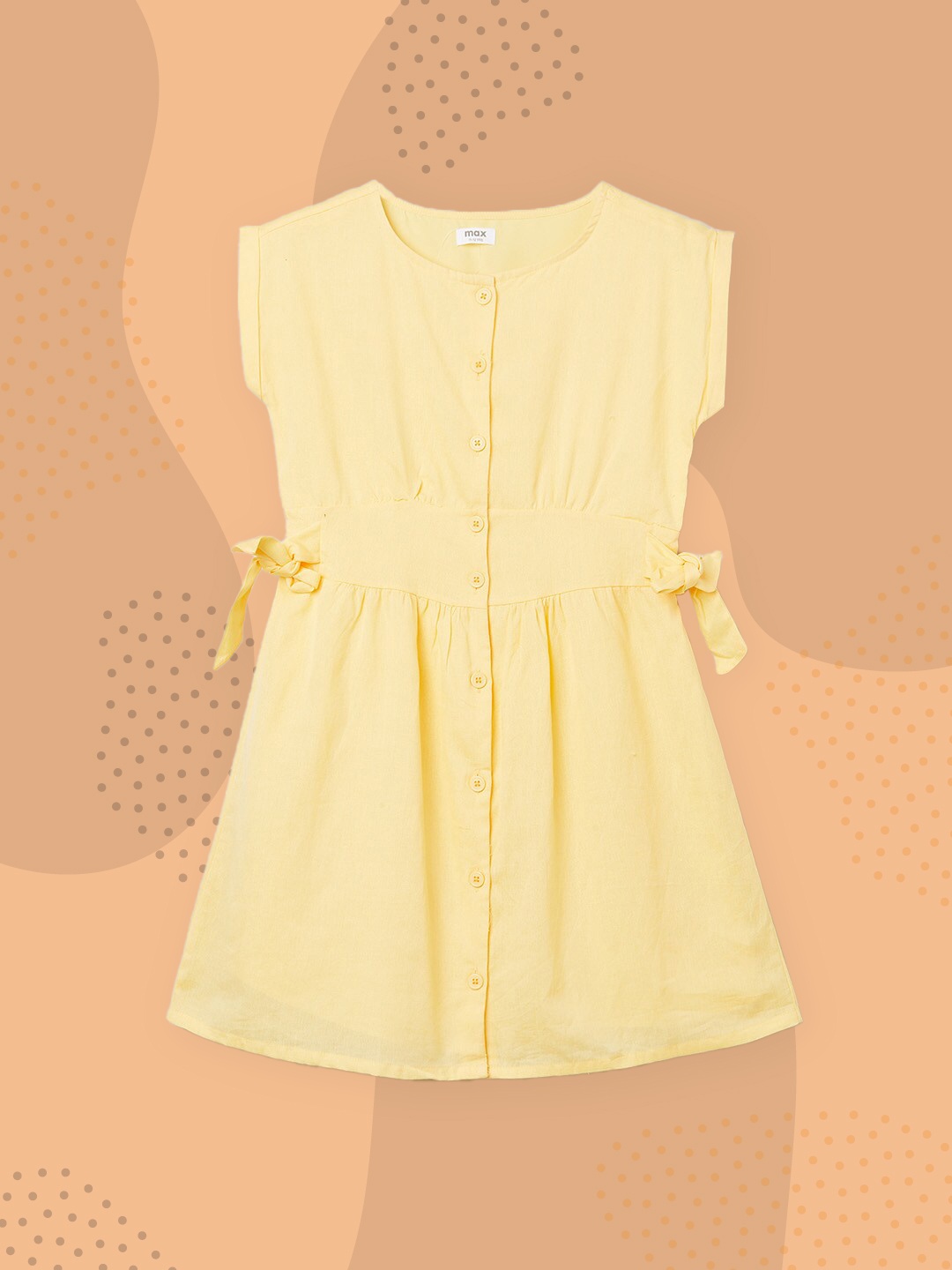 

max Girls Yellow Solid Velvet Dress