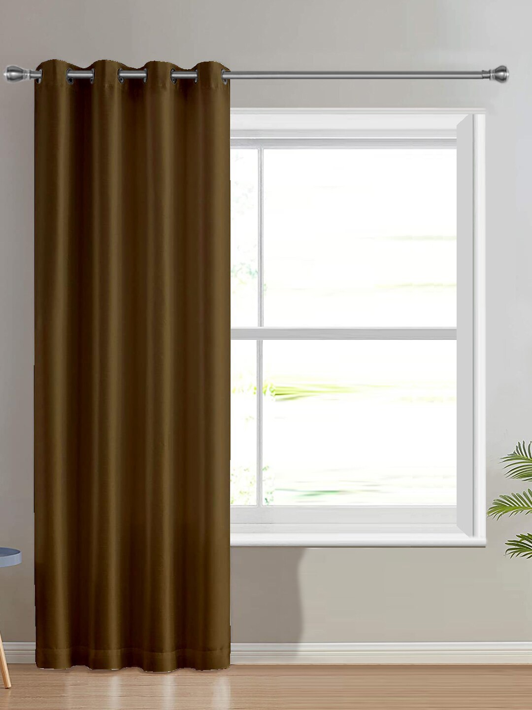 

Divine Casa Brown Satin Black Out Door Curtain