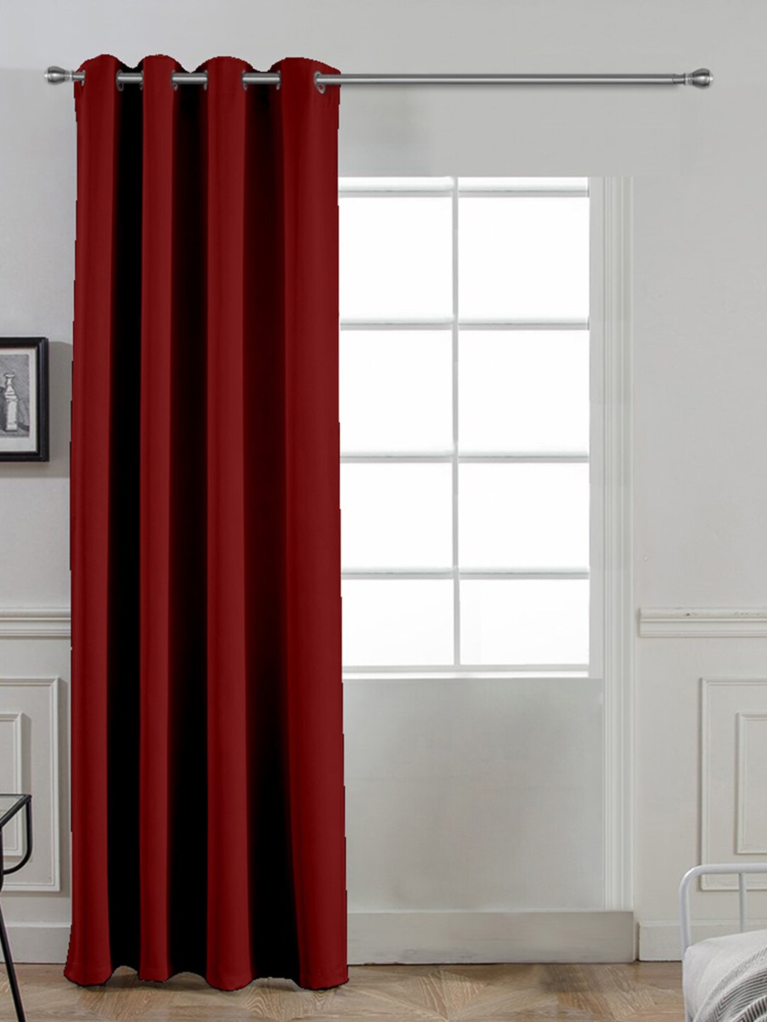 

Divine Casa Red Single Solid Super Satin 260 GSM Black Out Door Curtain