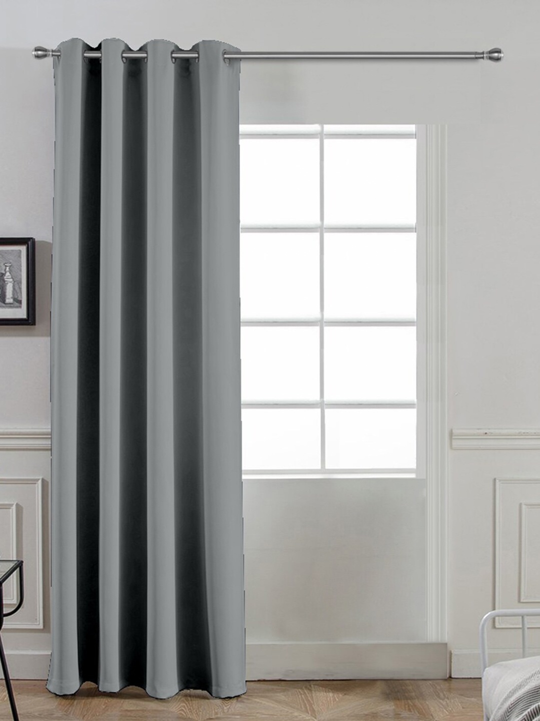 

Divine Casa Light Grey Solid Super Satin Blackout 7 Ft Set of 1 Door Curtain