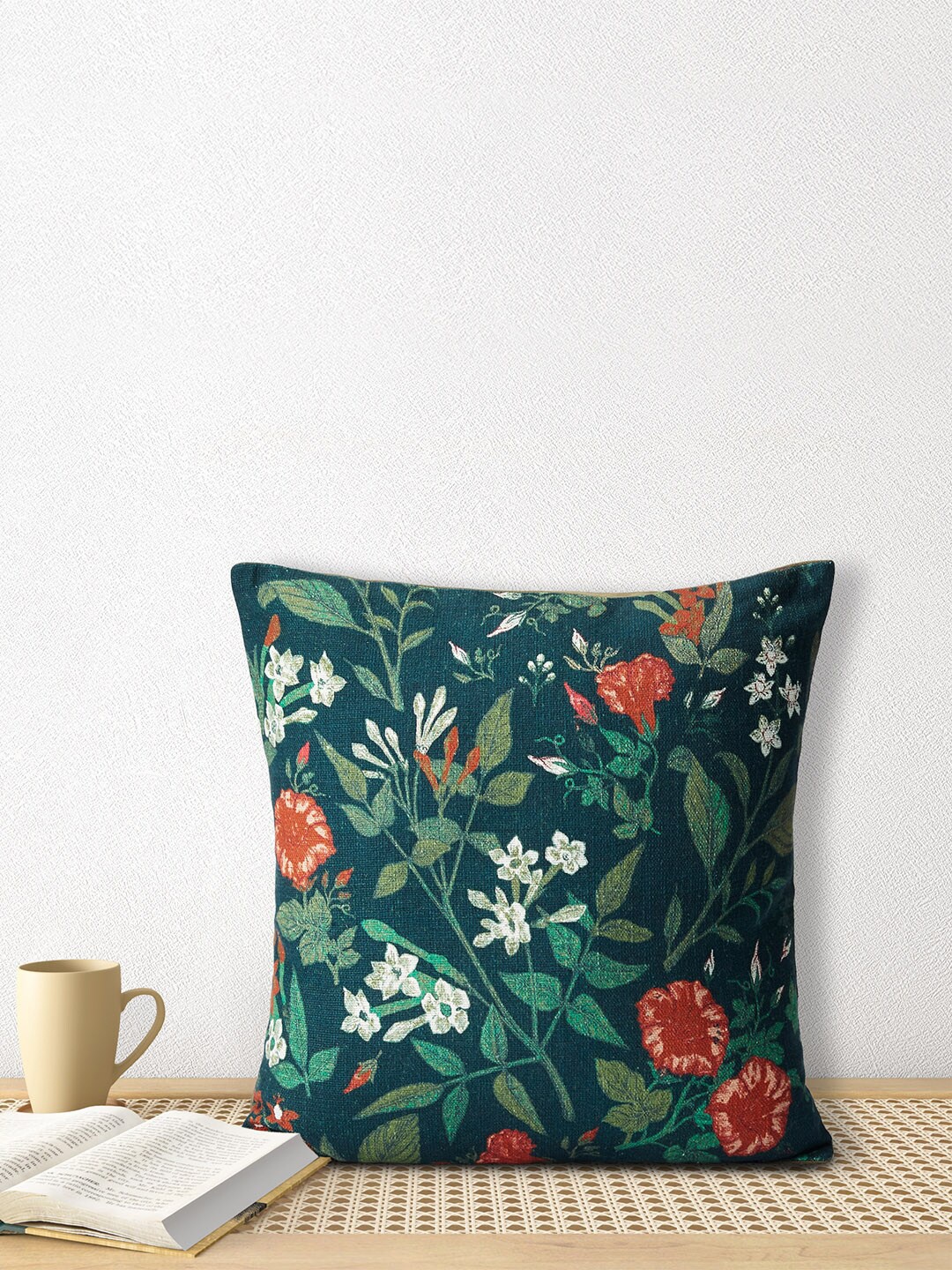 

Living scapes by Pantaloons Blue & Red Floral Square Cushion Covers