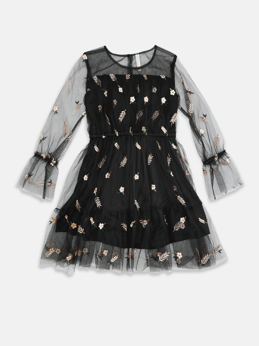

Pantaloons Junior Black Floral Embroidered Dress