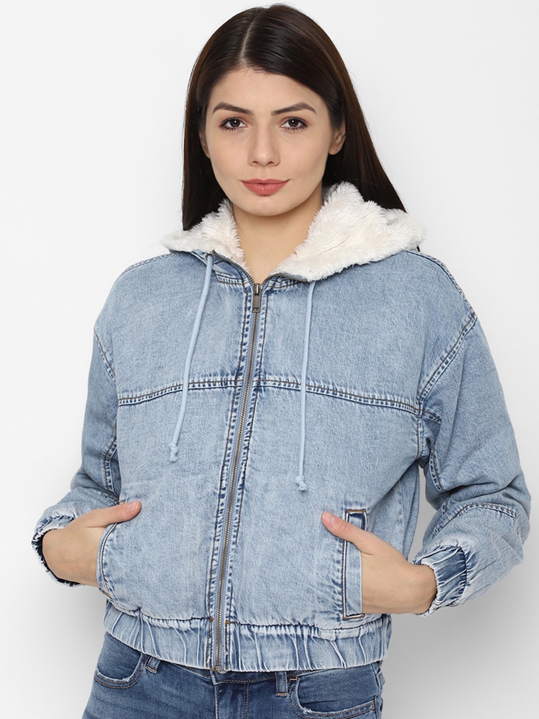 

AMERICAN EAGLE OUTFITTERS Women Blue Denim Cotton Blend Jacket