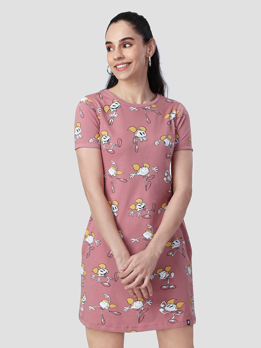 

The Souled Store Mauve Dexter Printed Tshirt Dress