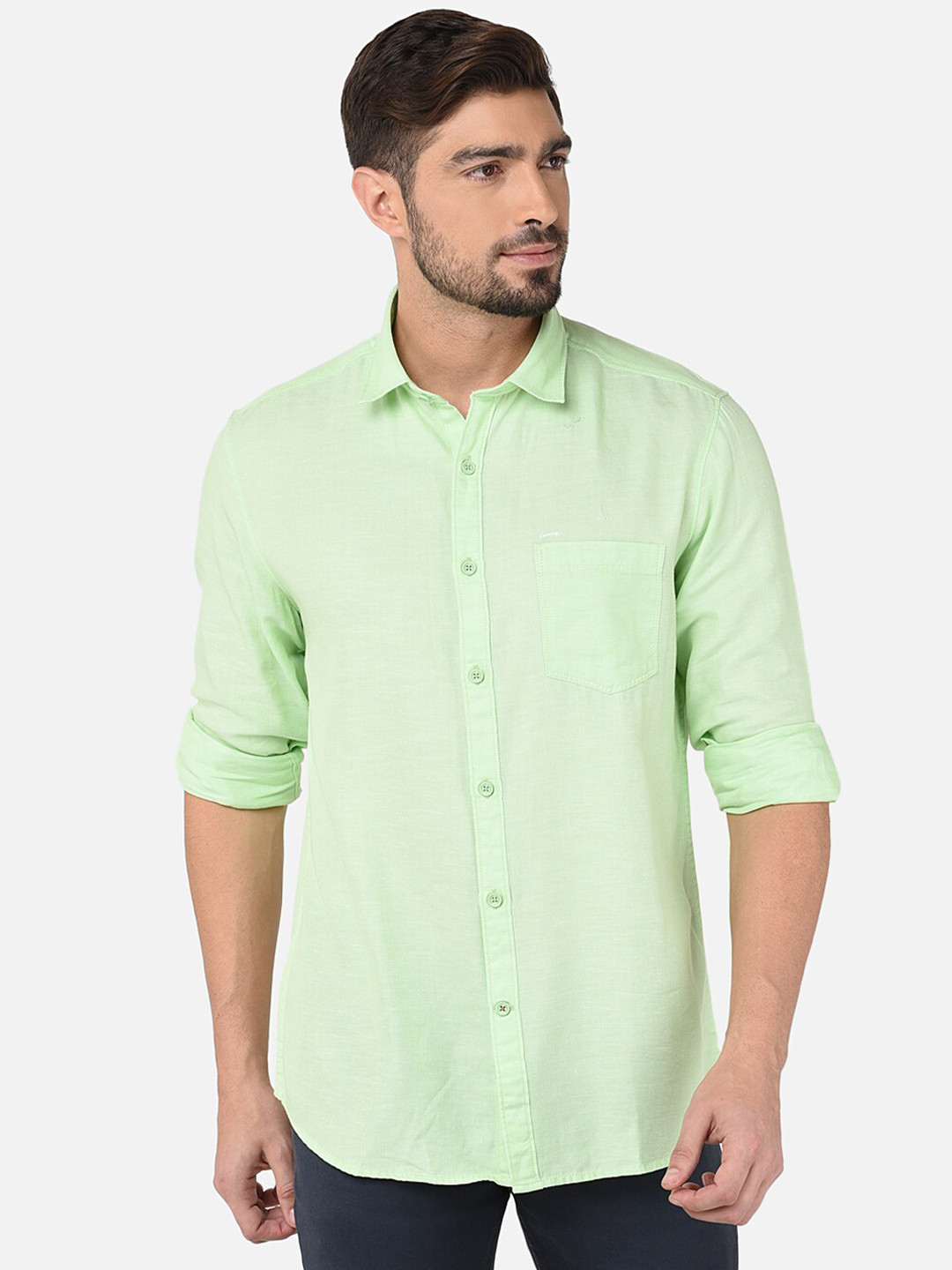 

Oxemberg Men Green Classic Slim Fit Casual Shirt