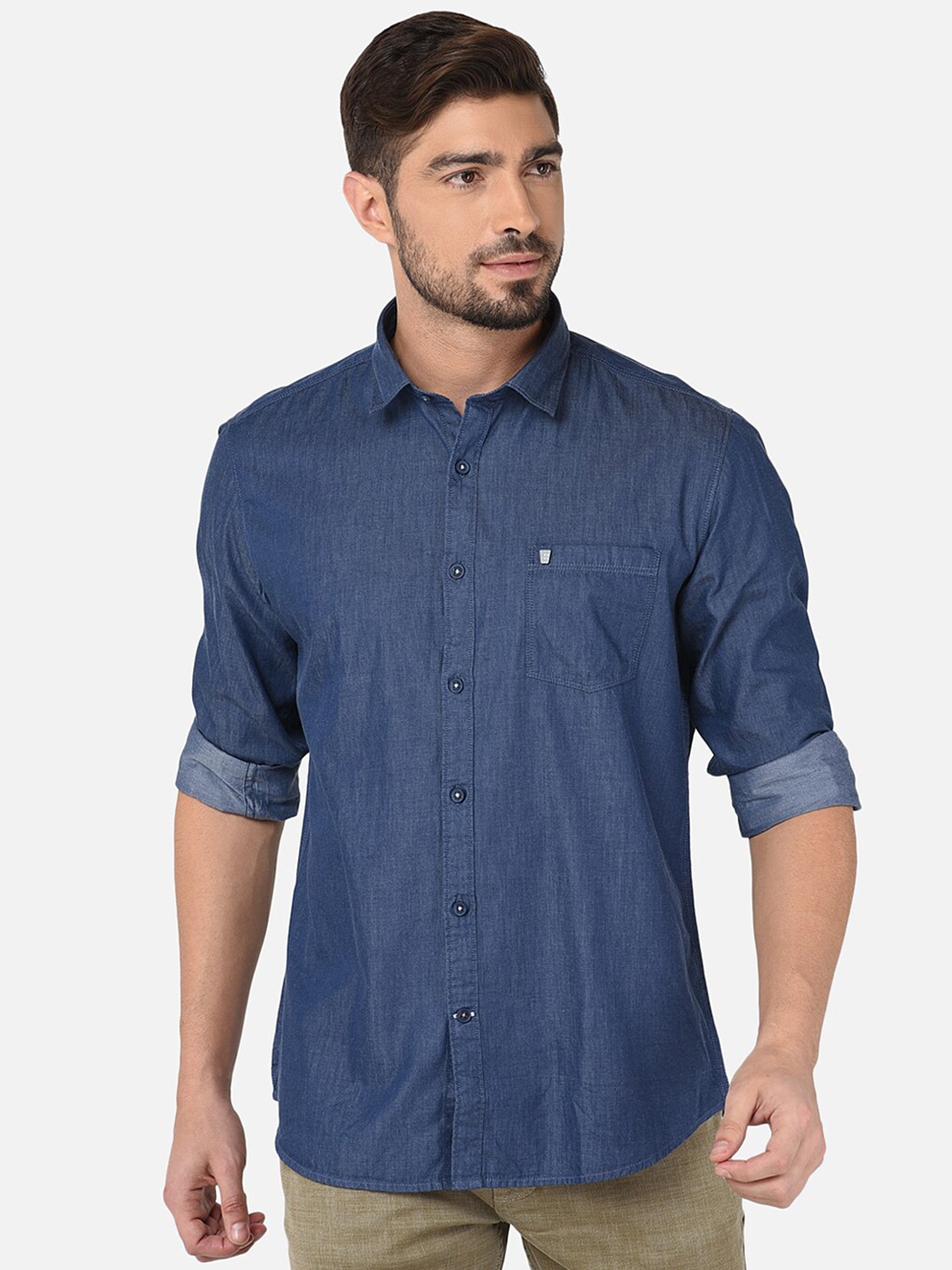 

Oxemberg Men Navy Blue Classic Slim Fit Casual Shirt