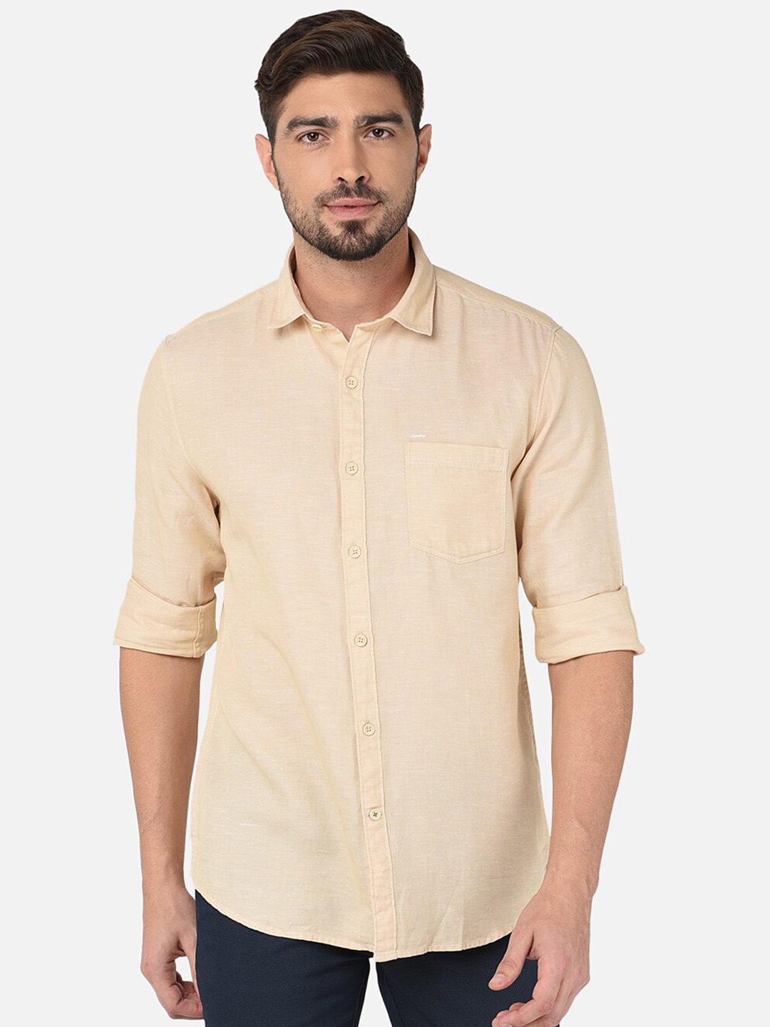 

Oxemberg Men Beige Classic Slim Fit Casual Shirt