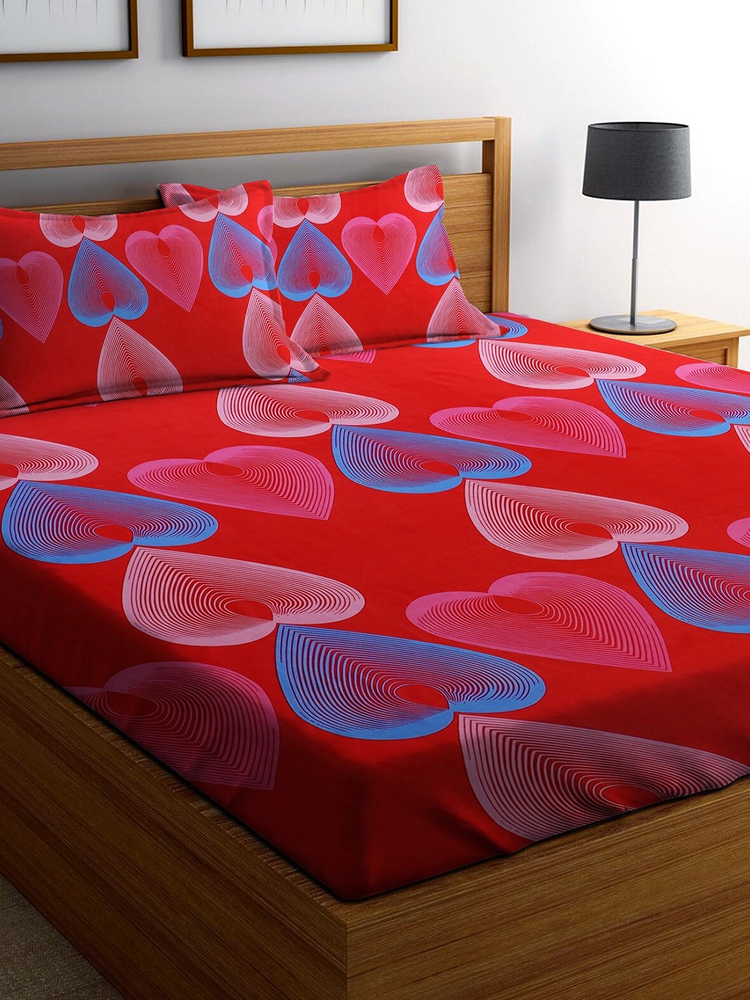 

Ispace Red & Blue Floral 144 TC King Bedsheet with 2 Pillow Covers