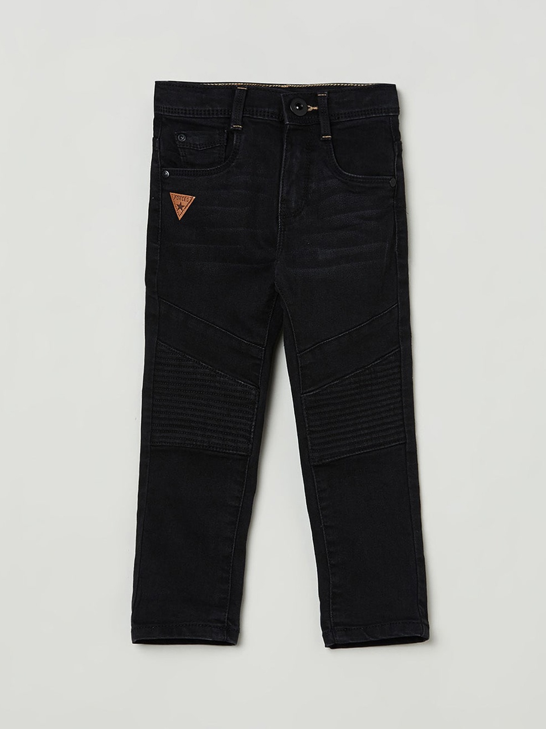 

max Boys Black Slash Knee Stretchable Jeans