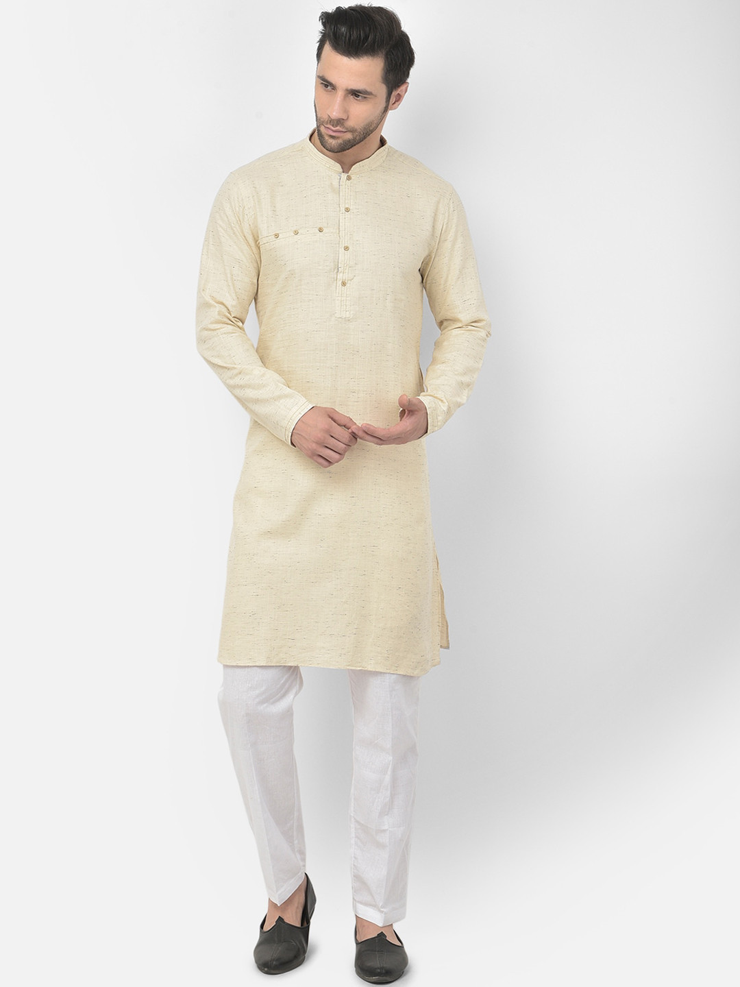 

DEYANN Men Cream-Coloured Pure Cotton Kurta with Trousers