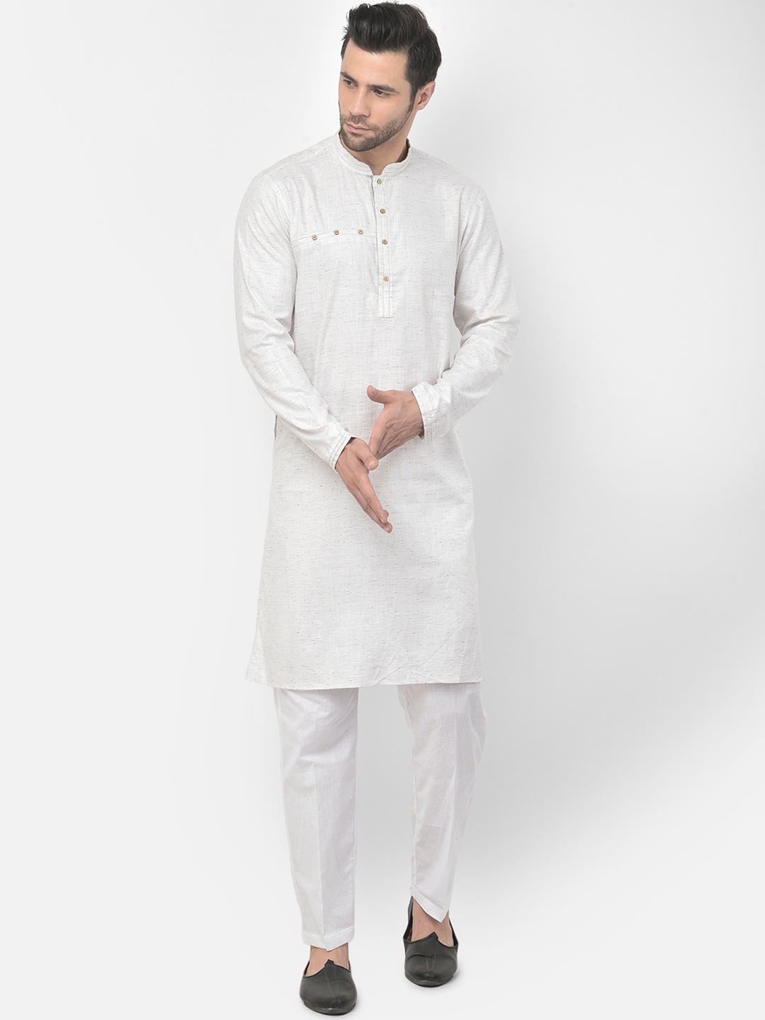 

DEYANN Men Off White Pure Cotton Kurta with Pyjamas