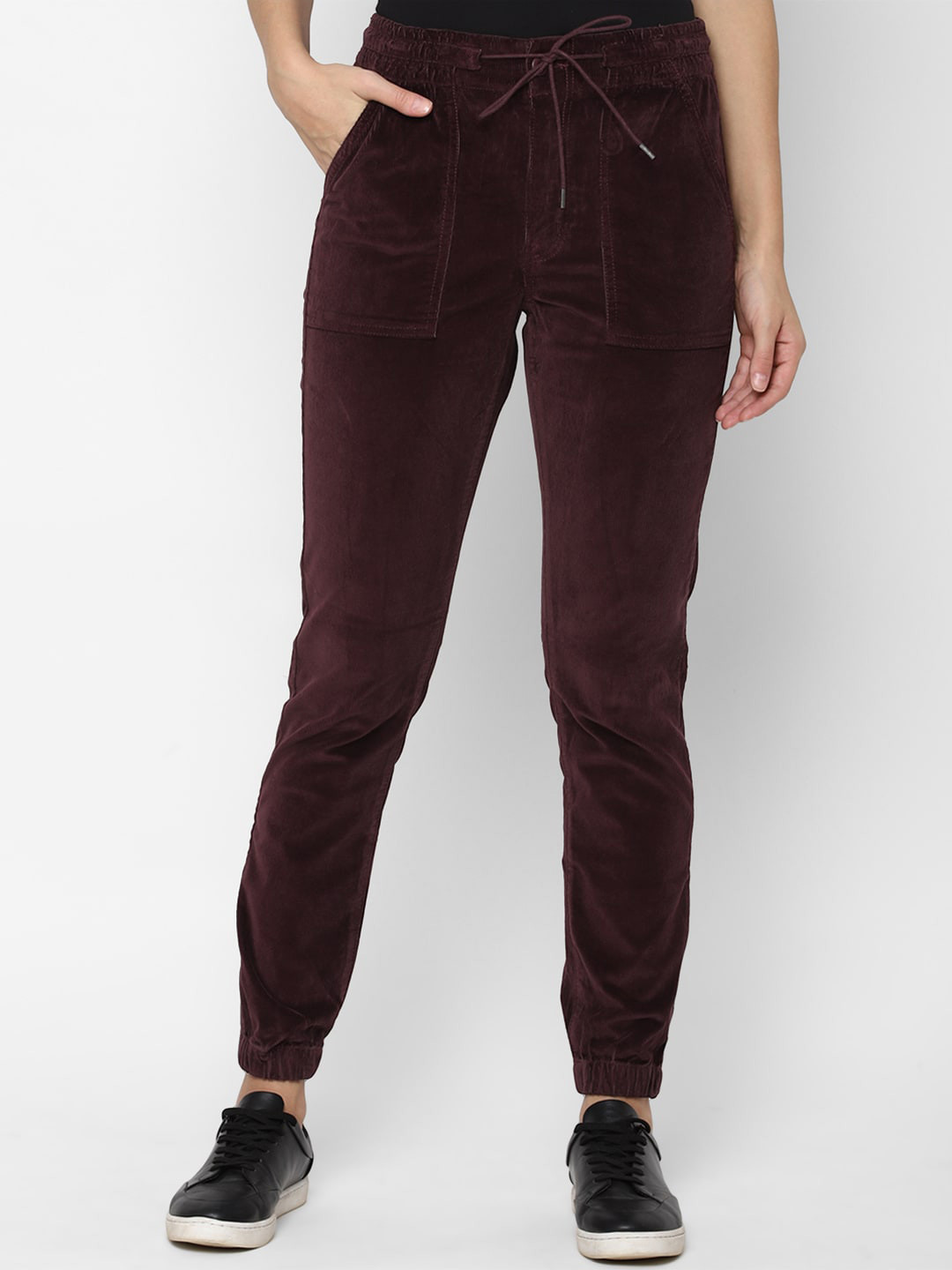 

AMERICAN EAGLE OUTFITTERS Women Burgundy Solid Slim Fit Joggers
