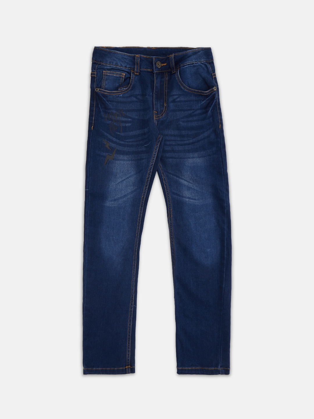 

Pantaloons Junior Boys Blue Tapered Fit High-Rise Heavy Fade Pure Cotton Jeans