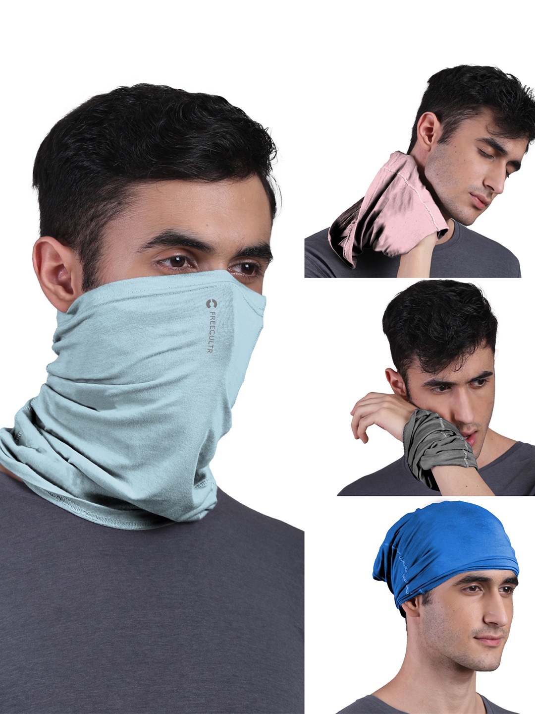 

FREECULTR Unisex Charcoal Grey & Blue Solid Bamboo Anti-Microbial Multipurpose Headband