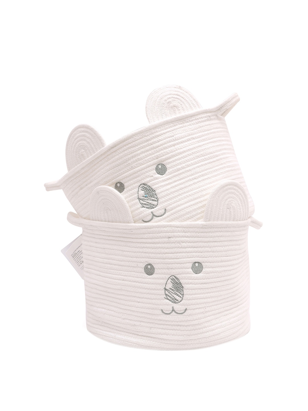 

MiArcus Kids White Pack Of 2 Cotton Storage Basket