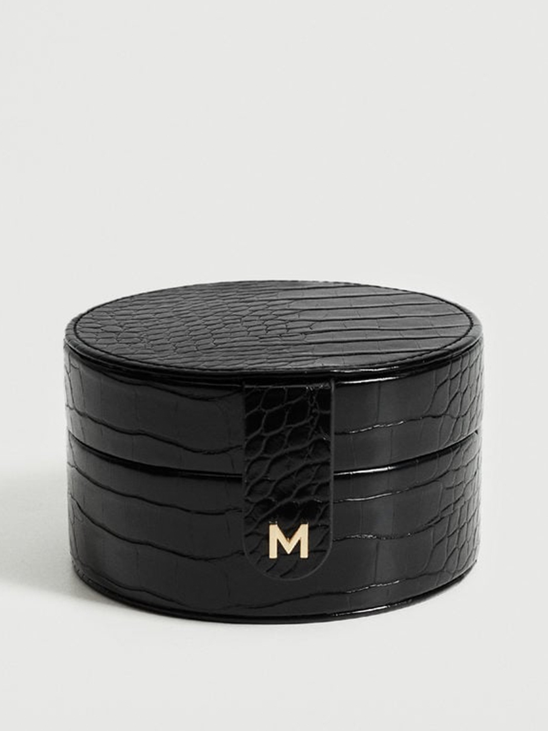 

MANGO Women Black Croc Textured Jewellery Box