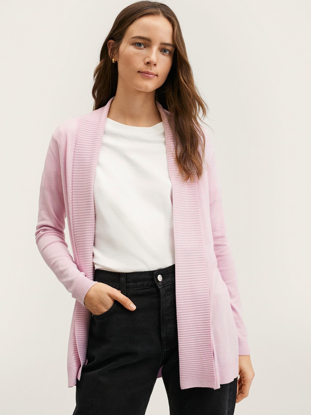 

MANGO Women Lavender Longline Cardigan