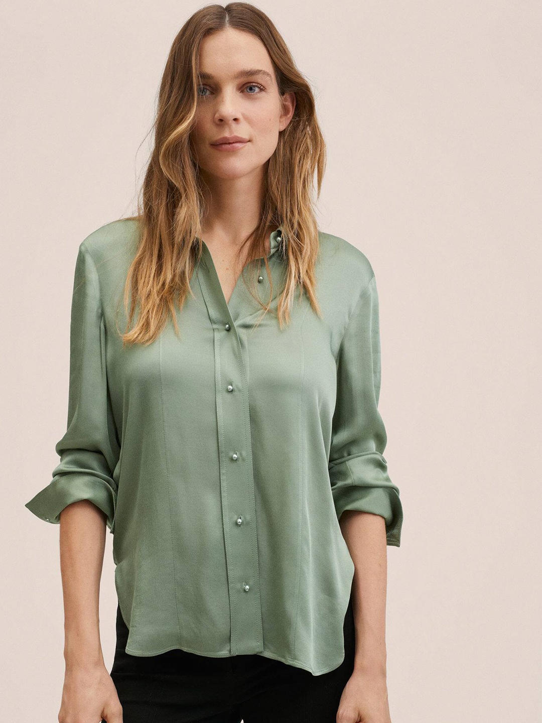 

MANGO Women Green Casual Shirt