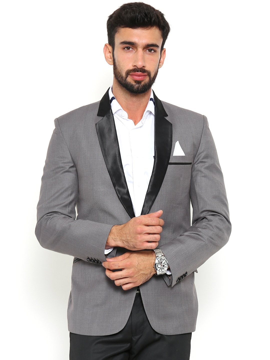 

Shaftesbury London Grey Regular Fit Single-Breasted Party Blazer