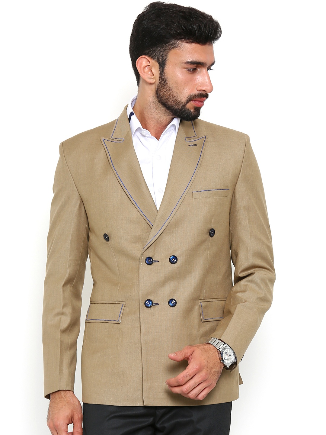 

Shaftesbury London Brown Regular Fit Double-Breasted Formal Blazer