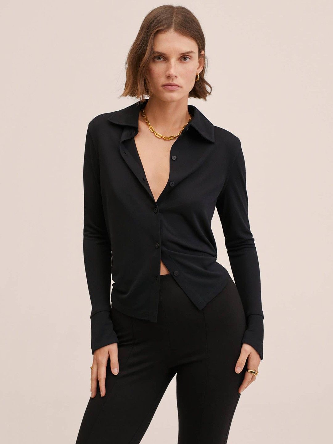 

MANGO Women Black Casual Shirt