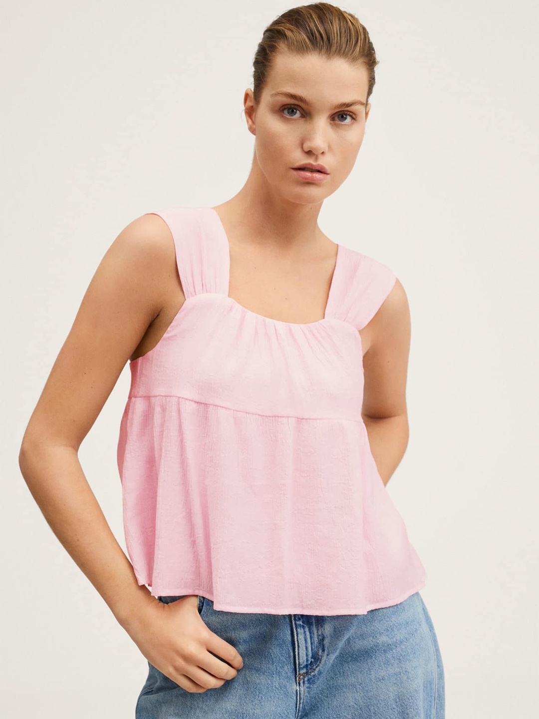 

MANGO Women Pink Solid Top