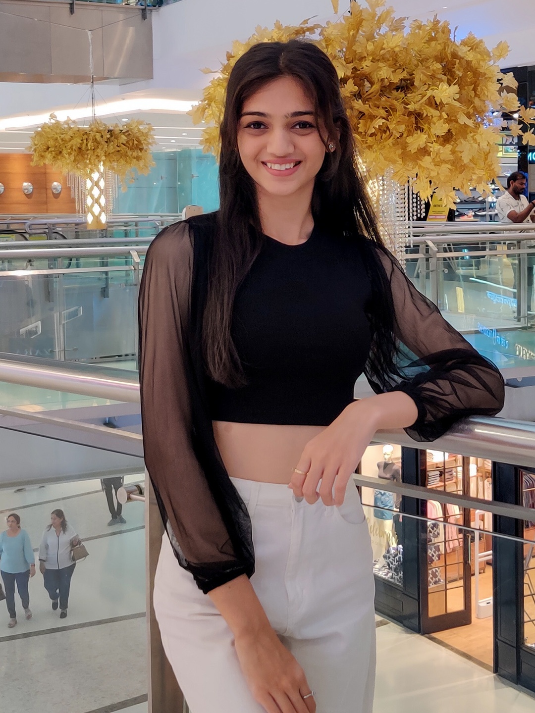 

SASSAFRAS Black Solid Sheer Top