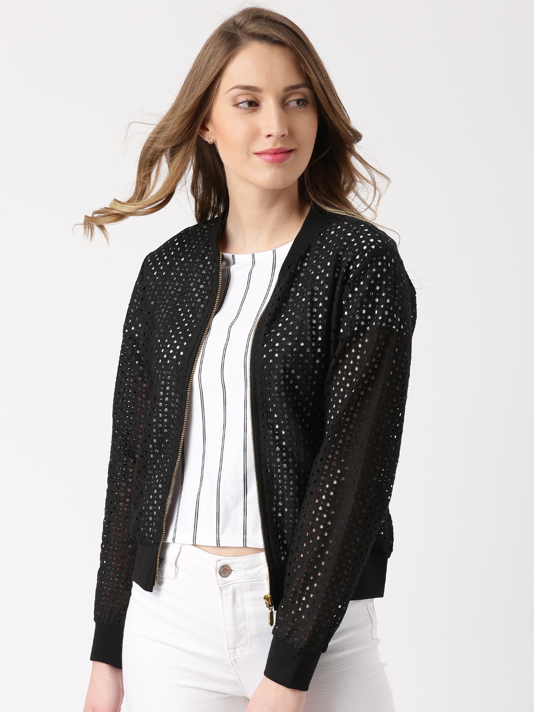 

Marie Claire Black Cut-Out Detail Bomber Jacket