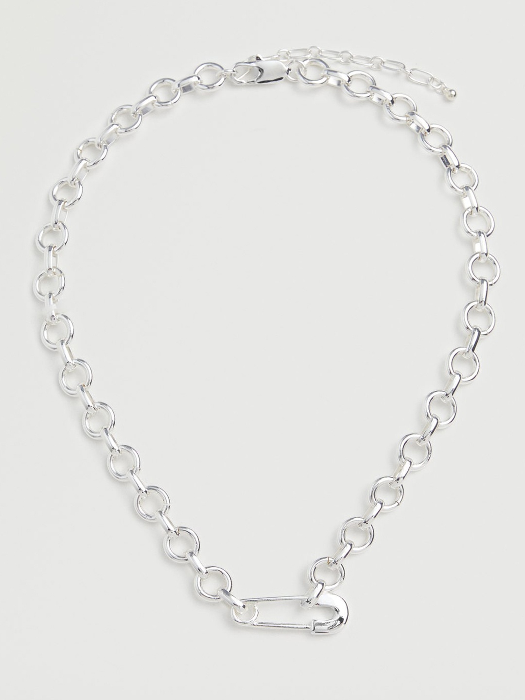 

MANGO Silver-Toned Necklace with Safety Pin Detail
