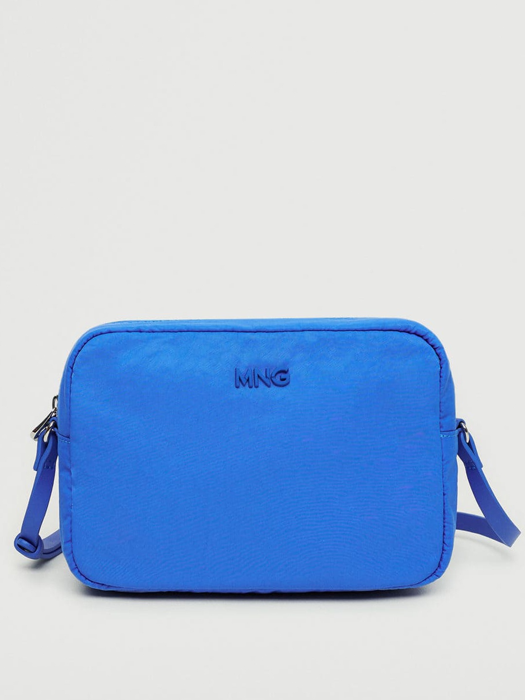 

MANGO Blue Solid Structured Sling Bag