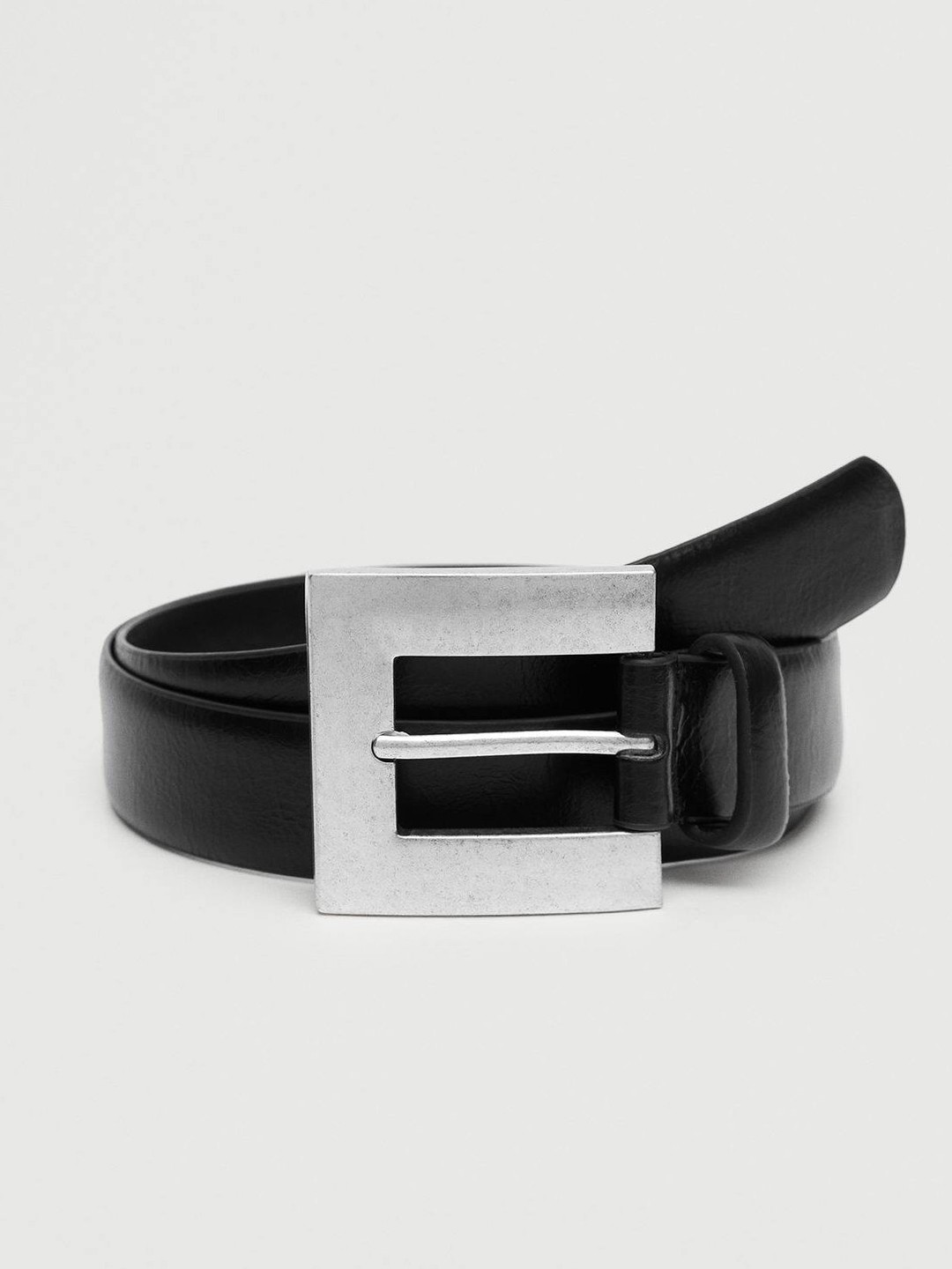 

MANGO Women Black Square Buckle Belt
