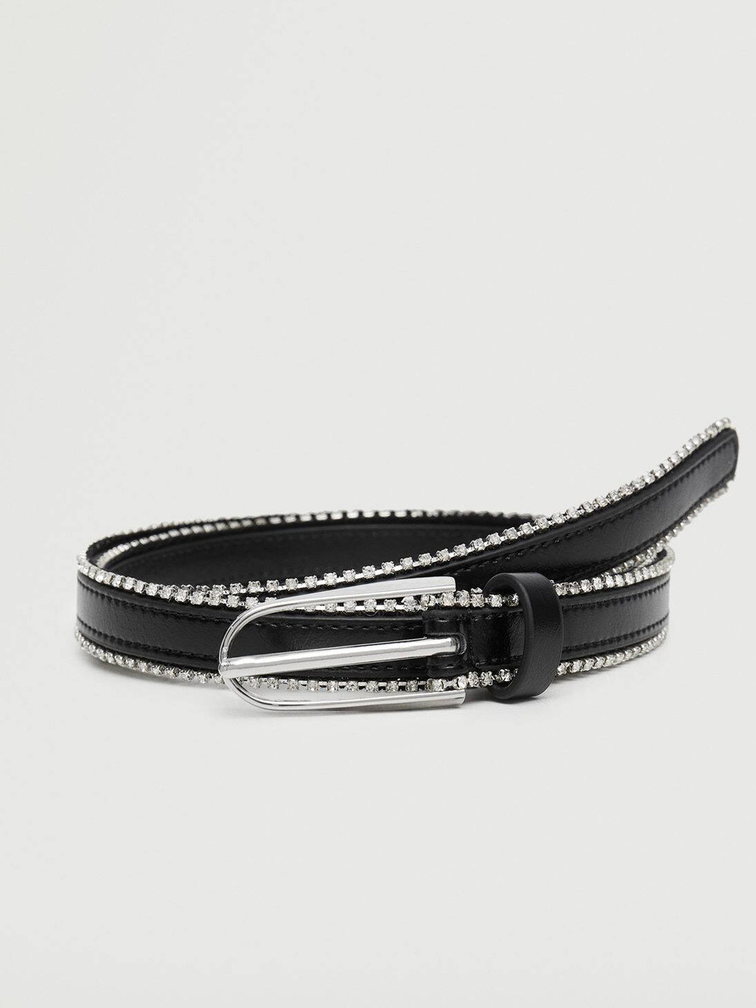 

MANGO Women Black Stone Embellished Belt