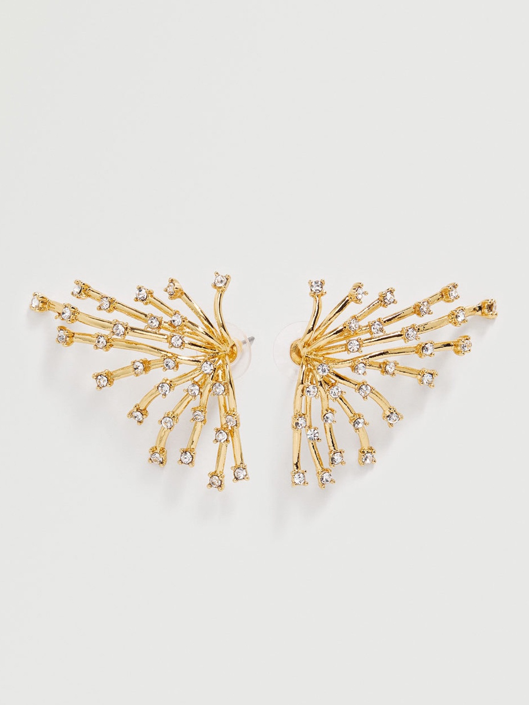 

MANGO Gold-Toned Stone Studded Contemporary Drop Earrings