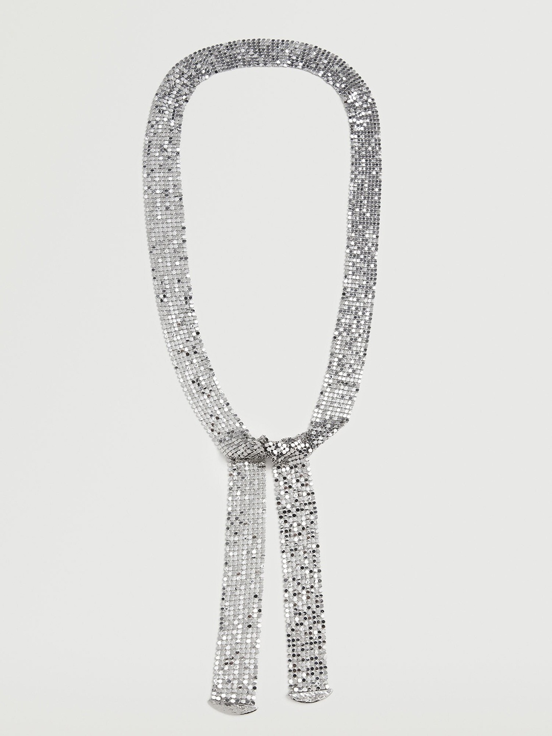

MANGO Silver-Toned Brass Waterfall bow Necklace