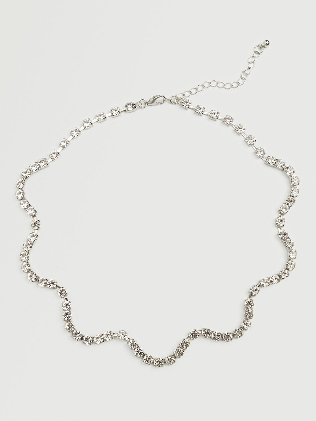 

MANGO Silver-Toned Stone Studded Necklace