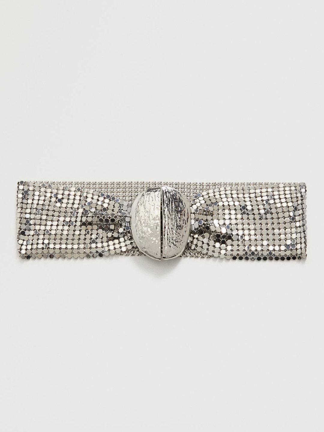

MANGO Silver-Toned Brass Glitter Choker Necklace