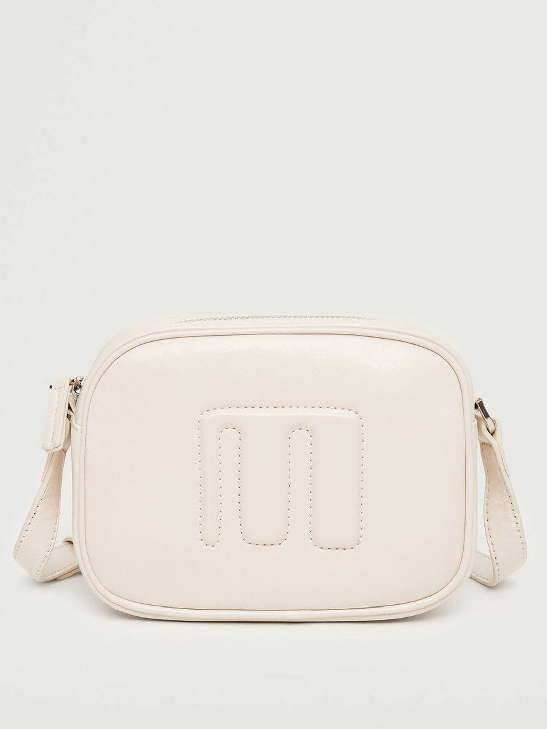 

MANGO Off White Brand Logo Textured Sling Bag