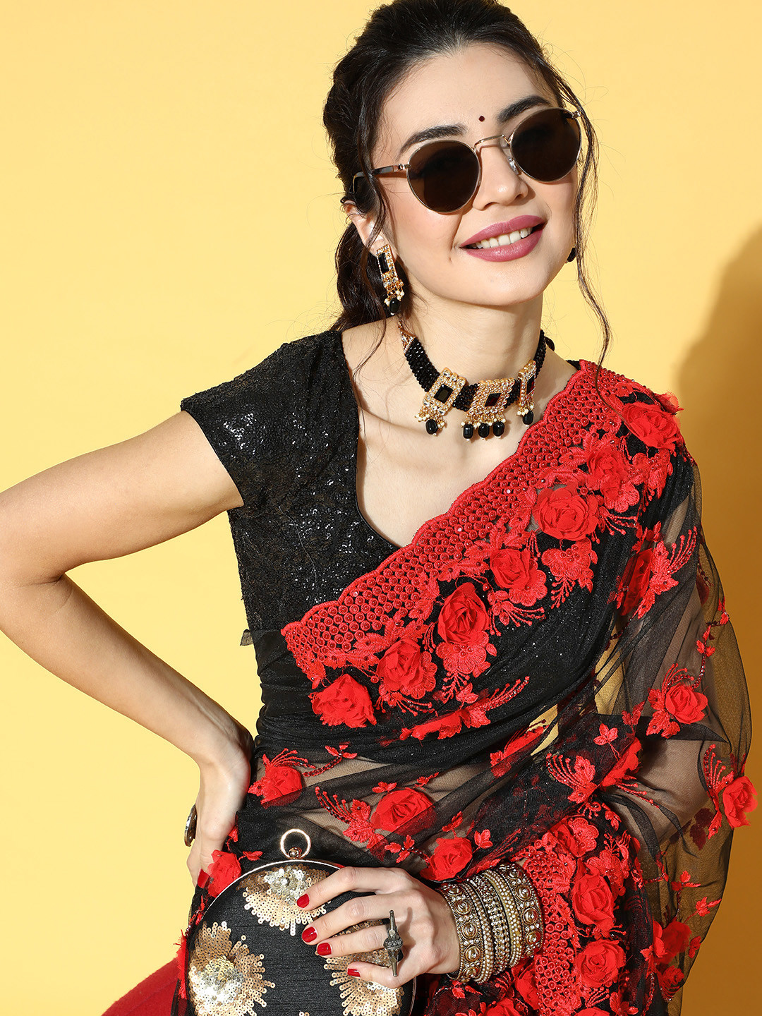 

Chhabra 555 Black Saree
