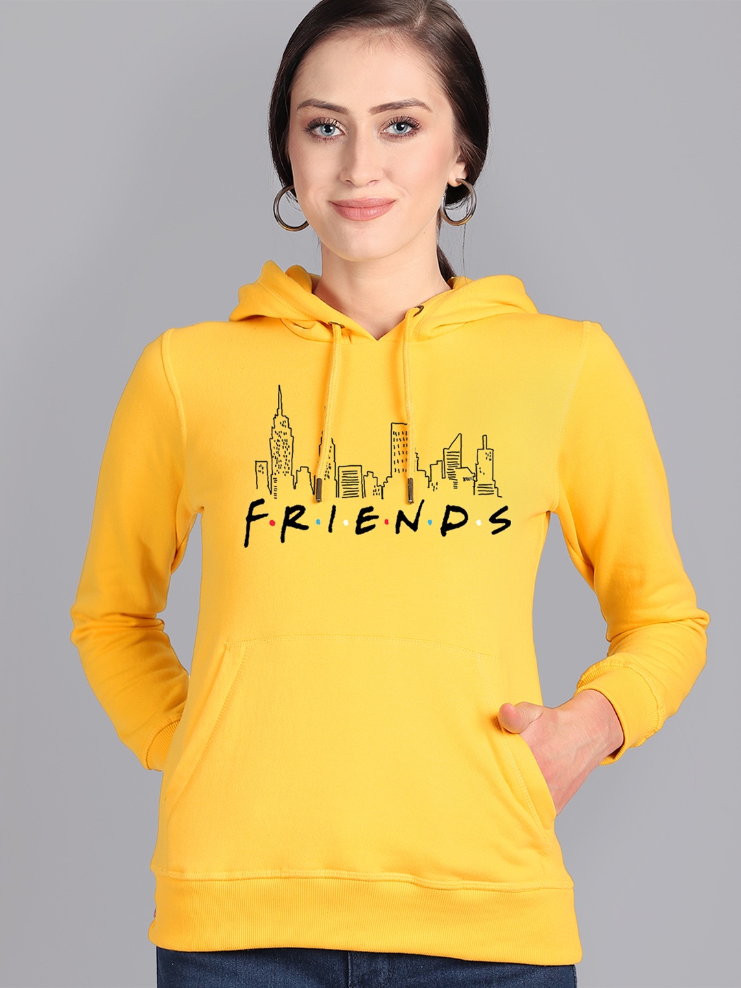 

Free Authority Women Yellow Friends Printed Hooded Sweatshirt