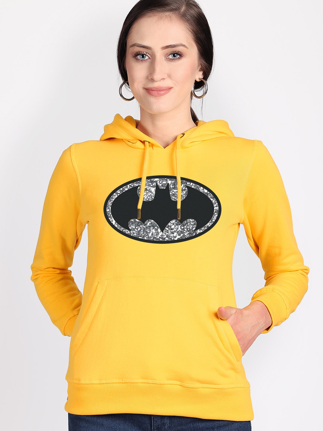 

Free Authority Women Yellow & Black Batman Printed Hooded Sweatshirt