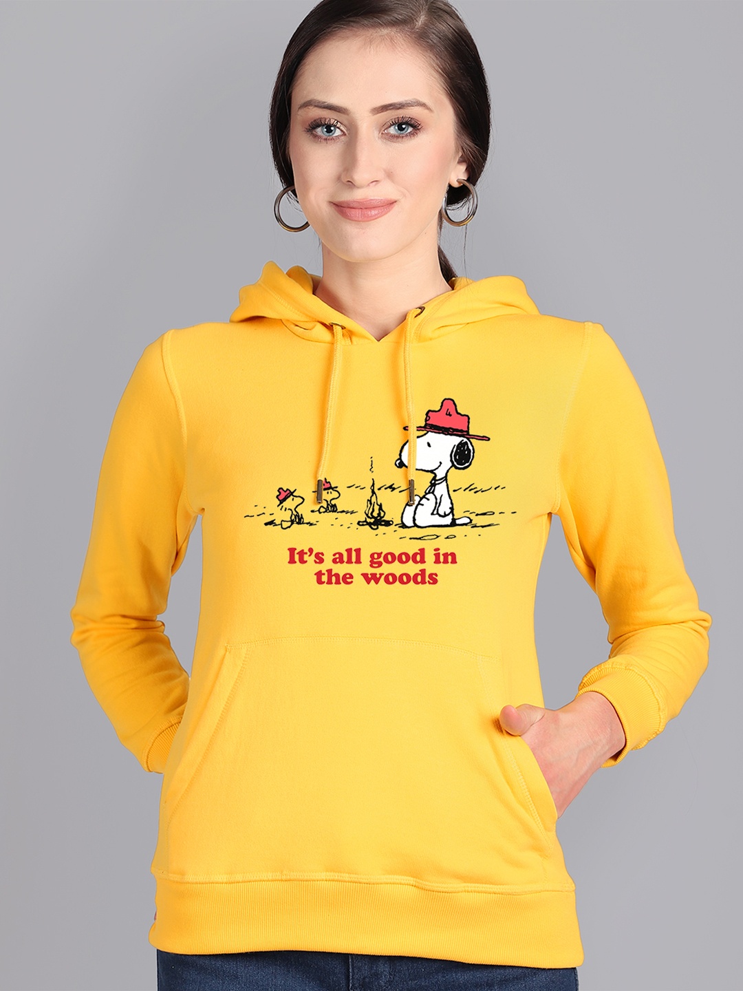 

Free Authority Women Yellow & Red Peanuts Printed Hooded Sweatshirt
