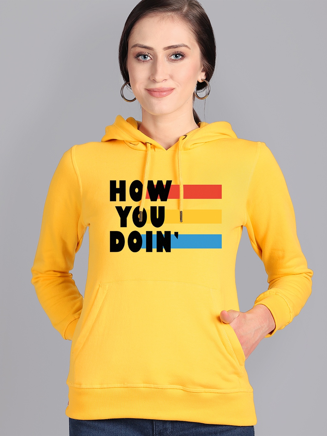 

Free Authority Women Yellow Friends Printed Hooded Sweatshirt