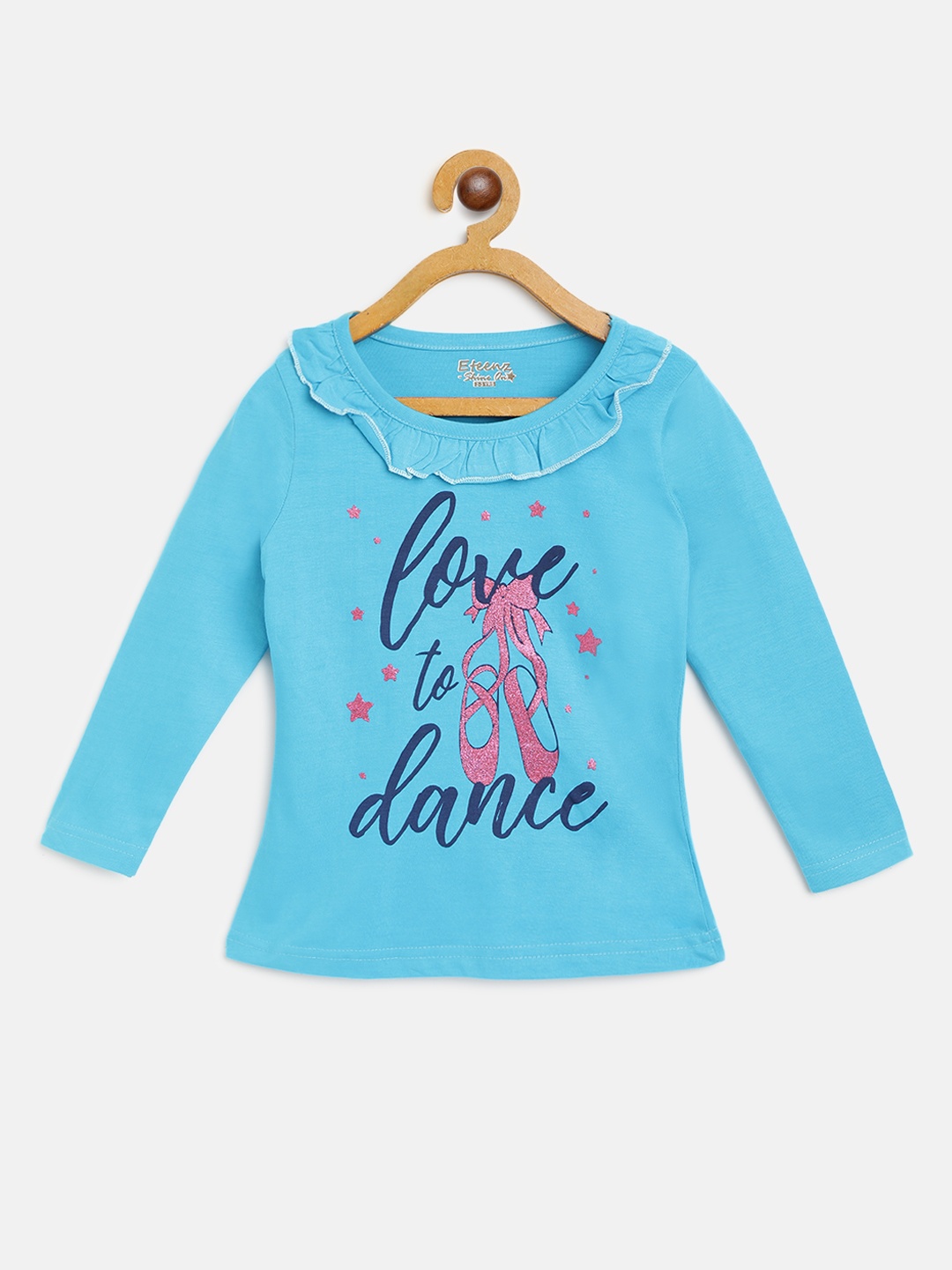 

Eteenz Girls Blue & Pink Printed Cotton Top