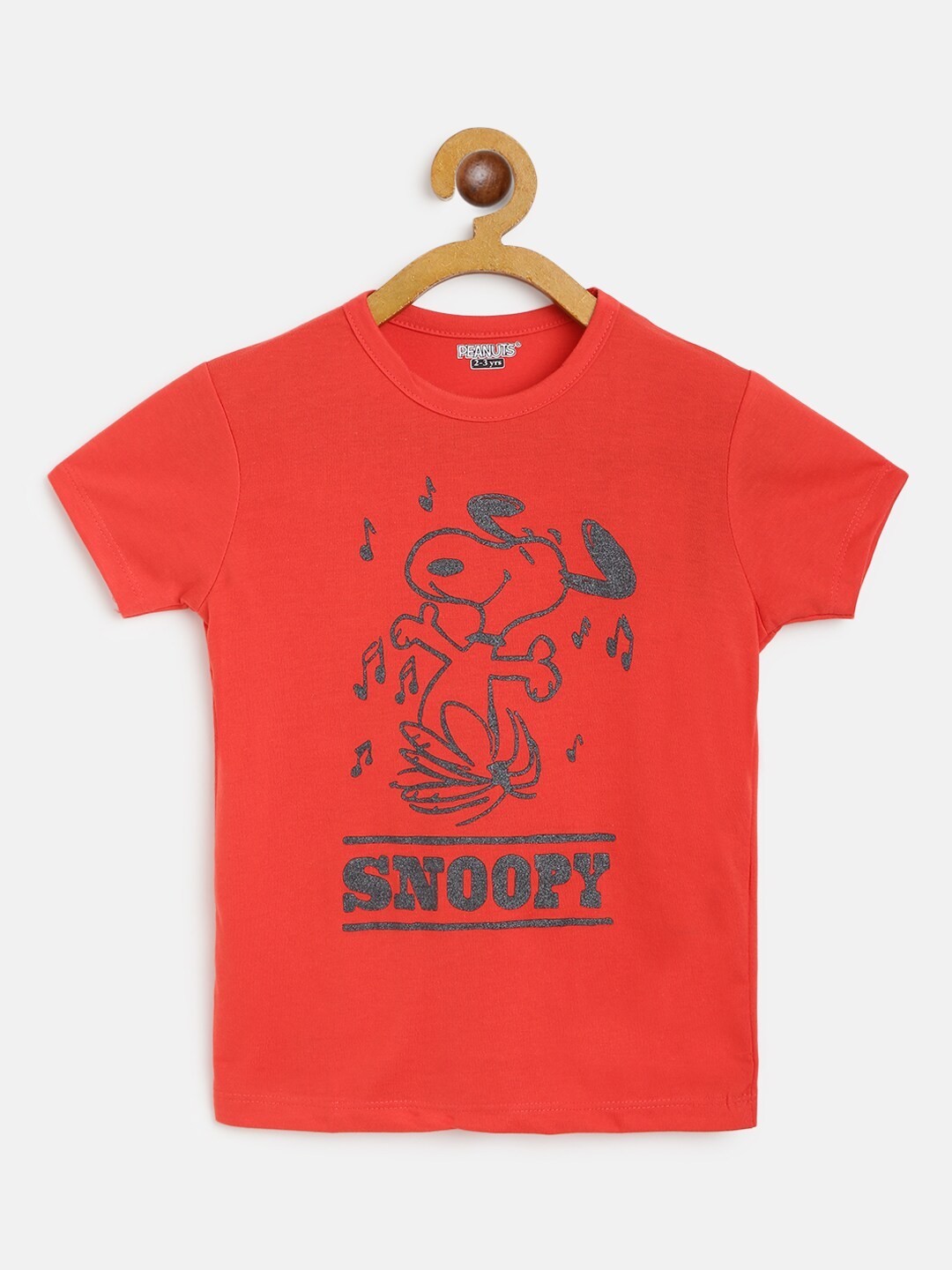 

Eteenz Girls Red & Black Cotton Snoopy Printed T-shirt