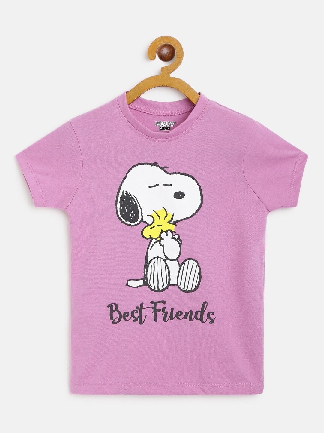 

Eteenz Girls Lavender & White Cotton Snoopy Printed T-shirt