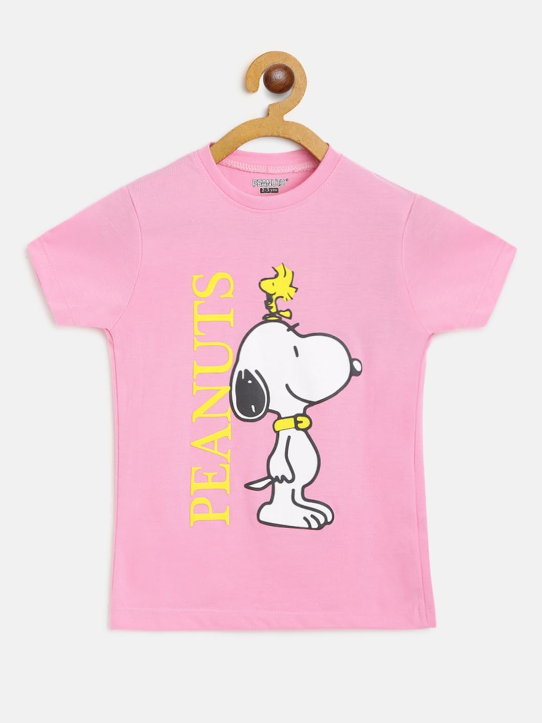

Eteenz Girls Pink & White Cotton Snoopy Print T-shirt