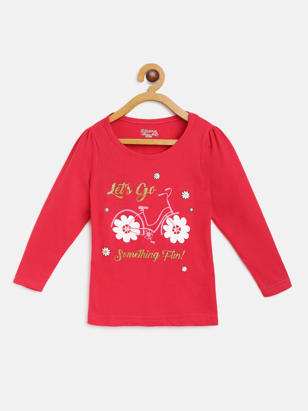 

Eteenz Girls Red & White Cotton Printed Puff Sleeves T-shirt