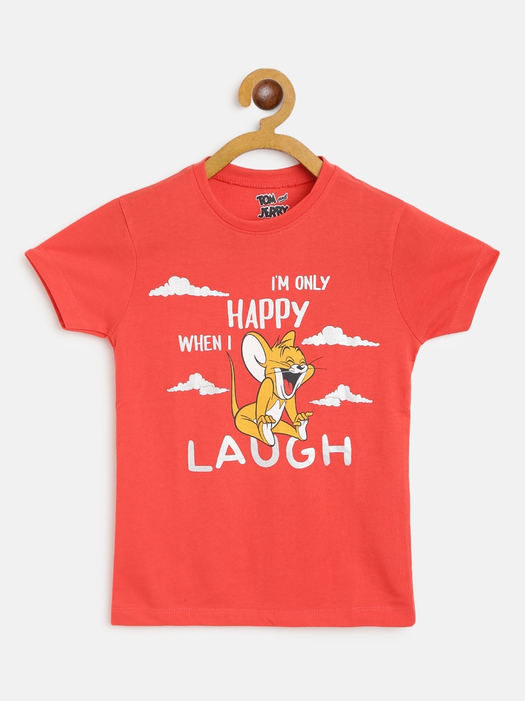 

Eteenz Girls Red & Silver Cotton Jerry Printed T-shirt